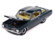 1965 Plymouth Barracuda Formula S Dark Blue Metallic with Silver Stripe "Vintage Muscle" Series 1/64 Diecast Model Car by Auto World image 3