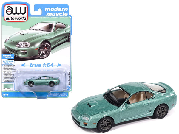 1998 Toyota Supra Caribbean Green Metallic "Modern Muscle" Series 1/64 Diecast Model Car by Auto World