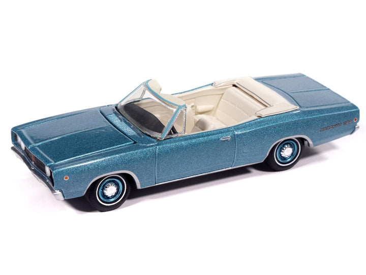 1968 Dodge Coronet 500 Convertible Pale Blue Metallic with White Interior "Vintage Muscle" Series 1/64 Diecast Model Car by Auto World image 2