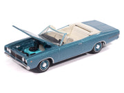 1968 Dodge Coronet 500 Convertible Pale Blue Metallic with White Interior "Vintage Muscle" Series 1/64 Diecast Model Car by Auto World image 3