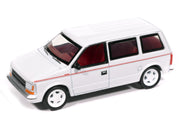 1989 Plymouth Voyager Turbo Van Bright White with Red Stripes and Interior "Mighty Minivans" Series 1/64 Diecast Model Car by Auto World image 2