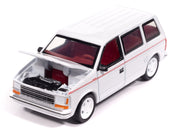 1989 Plymouth Voyager Turbo Van Bright White with Red Stripes and Interior "Mighty Minivans" Series 1/64 Diecast Model Car by Auto World image 3