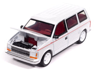 1989 Plymouth Voyager Turbo Van Bright White with Red Stripes and Interior "Mighty Minivans" Series 1/64 Diecast Model Car by Auto World image 3