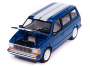 1989 Plymouth Voyager Turbo Van Daytona Blue Metallic with White Stripes and Interior "Mighty Minivans" Series 1/64 Diecast Model Car by Auto World image 3
