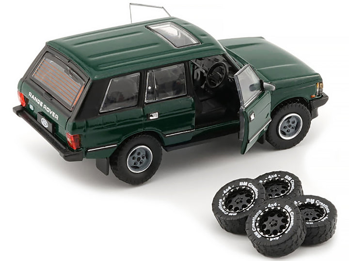 Land Rover Range Rover Classic LSE RHD (Right Hand Drive) Green with Sunroof with Extra Wheels 1/64 Diecast Model Car by BM Creations image 2