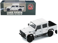 Land Rover Defender 110 Pickup Truck White with Extra Wheels 1/64 Diecast Model Car by BM Creations image 2