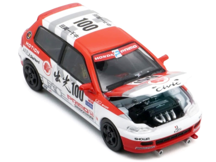 Honda Civic EG6 RHD (Right Hand Drive) #100 Osamu Nakako - Hideki Okada "Mugen Honda" "Japanese Touring Car Championship" (1993) 1/64 Diecast Model Car by BM Creations image 2