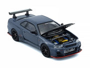 Nissan "Top Secret" Skyline GT-R (BNR34) RHD (Right Hand Drive) Stealth Gray with Carbon Hood "Tokyo Auto Salon 2026" 1/64 Diecast Model Car by BM Creations image 2