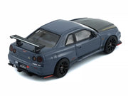 Nissan "Top Secret" Skyline GT-R (BNR34) RHD (Right Hand Drive) Stealth Gray with Carbon Hood "Tokyo Auto Salon 2026" 1/64 Diecast Model Car by BM Creations image 4