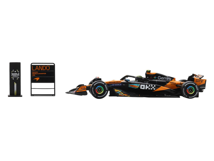 McLaren MCL39 #4 Lando Norris 3rd Place Formula One F1 "Abu Dhabi GP GP" (2025) "Drivers' World Champion 2025" with Pit Board 1/64 Model Car by Spark image 2