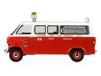 1969 Ford Econoline Ambulance "Los Angeles Fire Department" Red and White "Fire & Rescue" Series #5 1/64 Diecast Model Car by Greenlight image 2