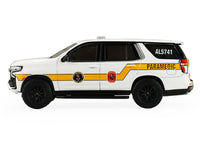 2024 Chevrolet Tahoe "Montgomery County Maryland Fire & Rescue Bethesda-Chevy Chase Rescue Squad" White with Yellow Stripes "Fire & Rescue" Series #5 1/64 Diecast Model Car by Greenlight image 2