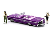 1964 Chevrolet Impala SS 409 Convertible Purple Metallic with Purple and White Interior with 2 Figures Limited Edition to 4950 pieces Worldwide 1/64 Diecast Models by M2 Machines image 2