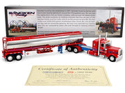 Peterbilt 389 with 36" Flat Top Sleeper and Heil Fuel Tank Trailer "Sancken Custom Truck by Amcan" Red "Big Rigs" Series II #3 1/64 Diecast Model by DCP/First Gear image 5