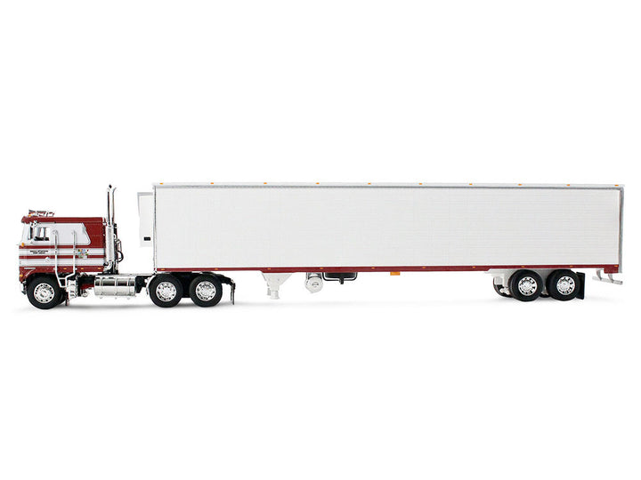 Kenworth K100 COE Flat Top and 53' Utility Trailer with Reefer "Red's Favorites - Jim Skrinar" Red with White Stripes 1/64 Diecast Model by DCP/First Gear image 2