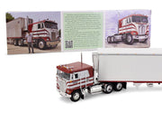 Kenworth K100 COE Flat Top and 53' Utility Trailer with Reefer "Red's Favorites - Jim Skrinar" Red with White Stripes 1/64 Diecast Model by DCP/First Gear image 4