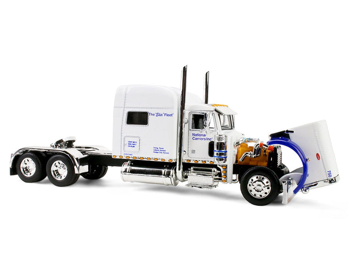 Peterbilt 379 with 70" Mid-Roof Sleeper and Wilson Silverstar Livestock Trailer "National Carriers" White "Legacy Series #5" 1/64 Diecast Model by DCP/First Gear image 2