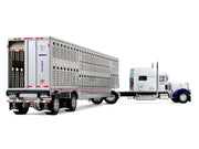 Peterbilt 379 with 70" Mid-Roof Sleeper and Wilson Silverstar Livestock Trailer "National Carriers" White "Legacy Series #5" 1/64 Diecast Model by DCP/First Gear image 3