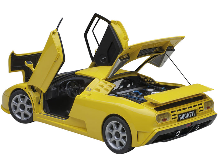 Bugatti EB110 SS Super Sport Giallo Bugatti Yellow with Silver Wheels 1/18 Model Car by Autoart image 2