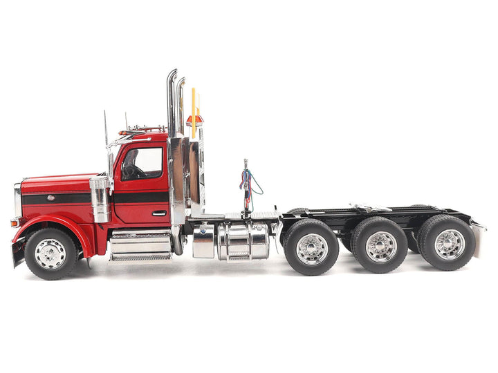 Peterbilt 589 Tridem-Axle Truck Tractor with Day Cab Legendary Red "Transport Series" 1/32 Diecast Model by Diecast Masters image 2