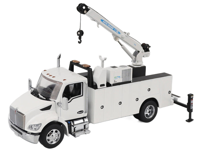Kenworth T380 Auto-Crane Titan 85-Body HC14-Crane Work Truck with Miller EnPak White "Transport Series" 1/50 Diecast Model by Diecast Masters image 2