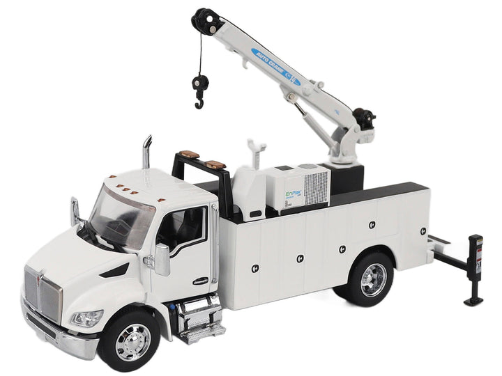 Kenworth T380 Auto-Crane Titan 85-Body HC14-Crane Work Truck with Miller EnPak White "Transport Series" 1/50 Diecast Model by Diecast Masters image 2