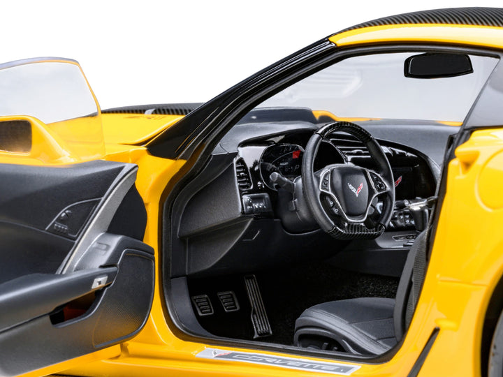 2019 Chevrolet Corvette C7 ZR1 Corvette Racing Yellow Tintcoat with Carbon Top 1/18 Model Car by Autoart image 2