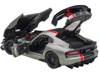 2017 Dodge Viper ACR Billet Silver Metallic with Black and Red Stripes 1/18 Model Car by Autoart image 4