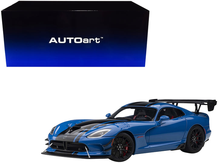 2017 Dodge Viper ACR Competition Blue with Black Stripes 1/18 Model Car by Autoart image 2