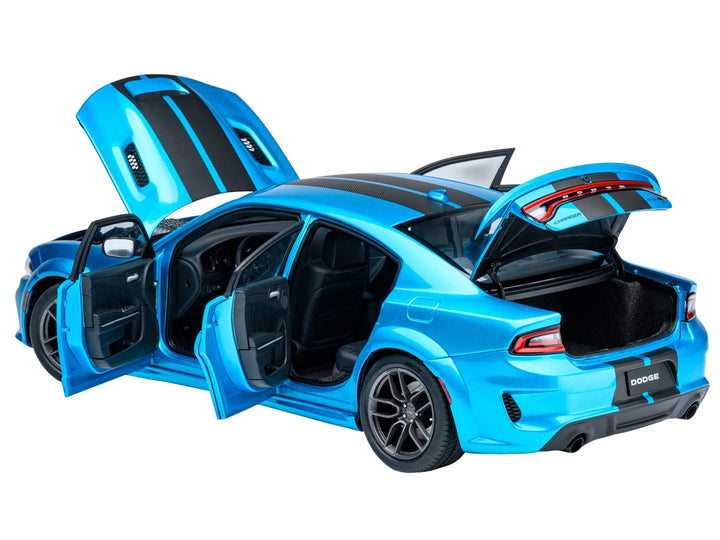 Dodge Charger SRT Hellcat Redeye B5 Blue Metallic with Carbon Stripes 1/18 Model Car by Autoart image 2