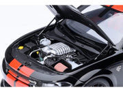 Dodge Charger SRT Hellcat Redeye Pitch Black with Red Stripes and Interior 1/18 Model Car by Autoart image 3