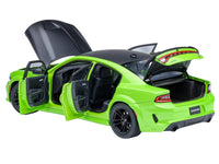 Dodge Charger Scat Pack Widebody Sublime Green with Matt Black Hood and Top 1/18 Model Car by Autoart image 2