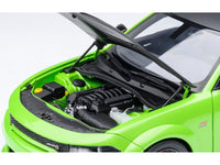 Dodge Charger Scat Pack Widebody Sublime Green with Matt Black Hood and Top 1/18 Model Car by Autoart image 3