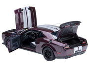 2022 Dodge Challenger SRT Jailbreak Hellraisin Purple with White Stripes 1/18 Model Car by Autoart image 2