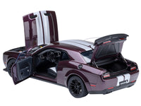 2022 Dodge Challenger SRT Jailbreak Hellraisin Purple with White Stripes 1/18 Model Car by Autoart image 2