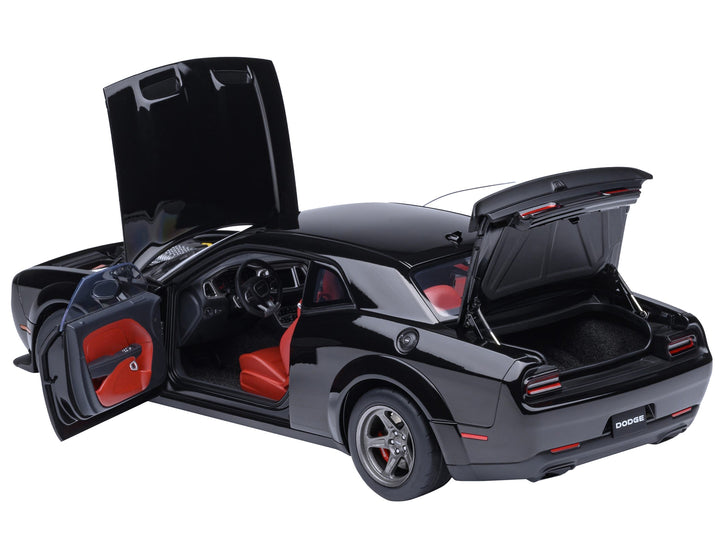2023 Dodge Challenger SRT Super Stock Pitch Black with Red Interior 1/18 Model Car by Autoart image 2