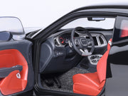 2023 Dodge Challenger SRT Super Stock Pitch Black with Red Interior 1/18 Model Car by Autoart image 4