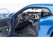 2023 Dodge Challenger SRT Super Stock Frostbite Blue Metallic with Carbon Stripes 1/18 Model Car by Autoart image 4