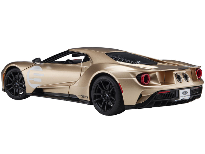 Ford GT Heritage Edition #5 "Holman Moody" Gold Metallic with Red and White Graphics 1/18 Model Car by Autoart image 2