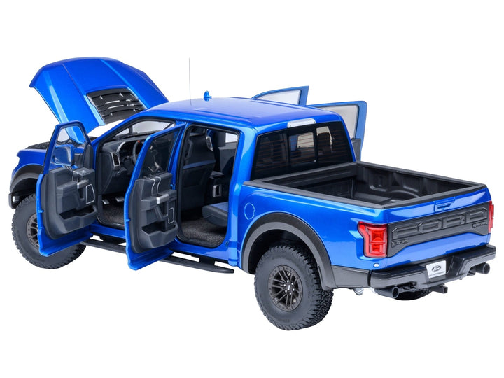 2019 Ford F-150 Raptor Pickup Truck Velocity Blue 1/18 Model Car by Autoart image 2