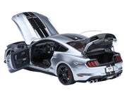 Ford Mustang Shelby GT500 Iconic Silver Metallic with Black Stripes 1/18 Model Car by Autoart image 2