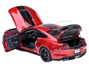 Ford Mustang Shelby GT500 Rapid Red Metallic with Black Stripes 1/18 Model Car by Autoart image 2