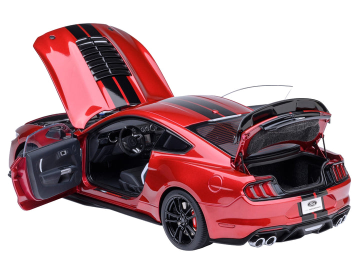 Ford Mustang Shelby GT500 Rapid Red Metallic with Black Stripes 1/18 Model Car by Autoart image 2