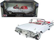 1960 Chevrolet Impala Convertible White with Red Interior 1/18 Diecast Model Car by Motormax