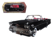 1958 Chevrolet Impala Convertible Black with Red Interior "Timeless Classics" 1/18 Diecast Model Car by Motormax