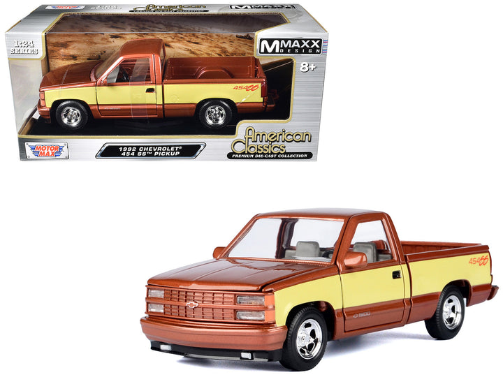 1992 Chevrolet 454 SS Pickup Truck Copper Metallic with Beige Sides "American Classics" Series 1/24 Diecast Model Car by Motormax image 2