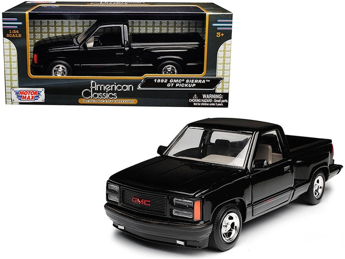 1992 GMC Sierra GT Black Pickup Truck 1/24 Diecast Model by Motormax