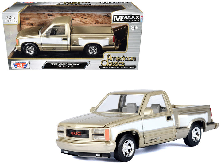 1992 GMC Sierra GT Pickup Truck Gold Metallic with White Sides "American Classics" Series 1/24 Diecast Model Car by Motormax image 2