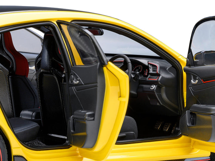 2021 Honda Civic Type R (FK8) RHD (Right Hand Drive) Sunlight Yellow Limited Edition 1/18 Model Car by Autoart image 2
