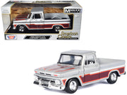 1966 Chevrolet C10 Fleetside Pickup Truck Silver Metallic with Brown Sides "American Classics" Series 1/24 Diecast Model Car by Motormax image 2